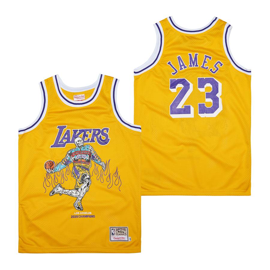 Cheap Men Los Angeles Lakers 23 James Yellow 2022 Nike Game NBA Jerseys style 1